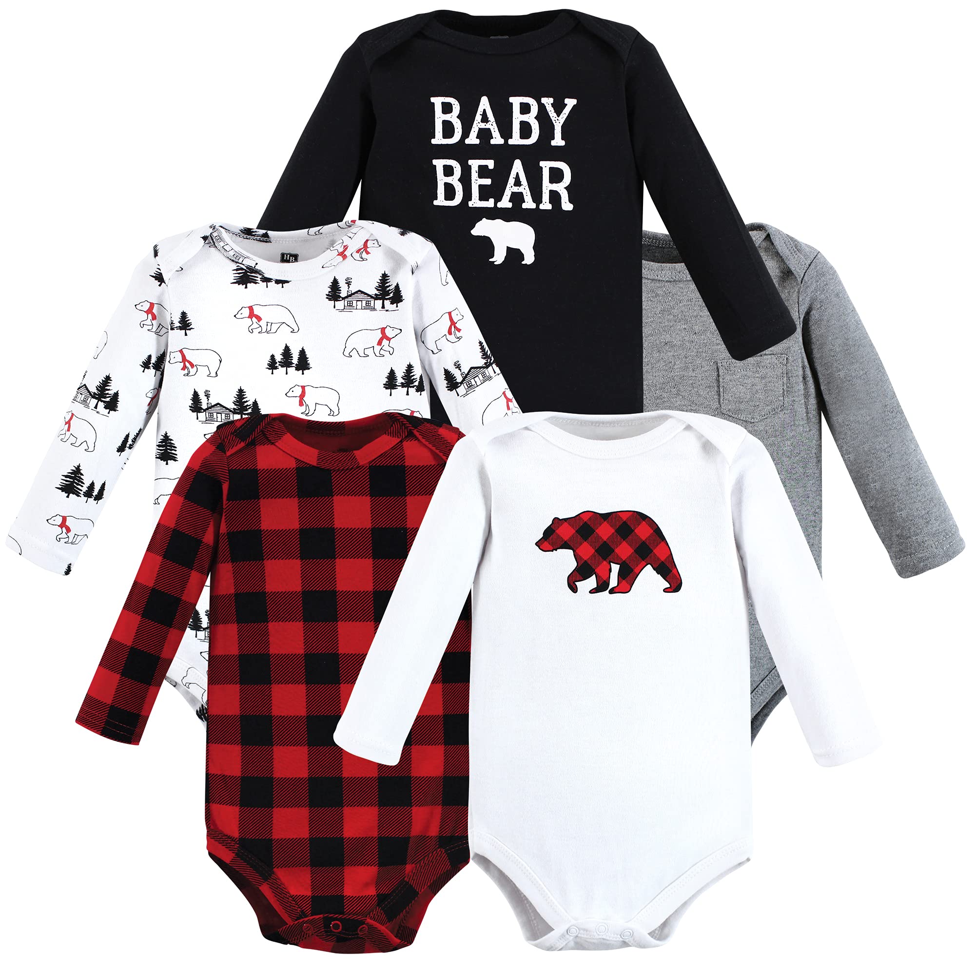 Hudson Baby baby-boys Cotton Long-sleeve Bodysuits 5-pack
