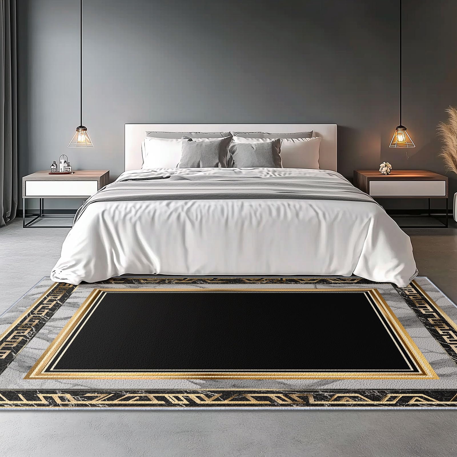 Tapis Salon 140 x 200 cm Luxe Minimaliste Doux Poils Courts