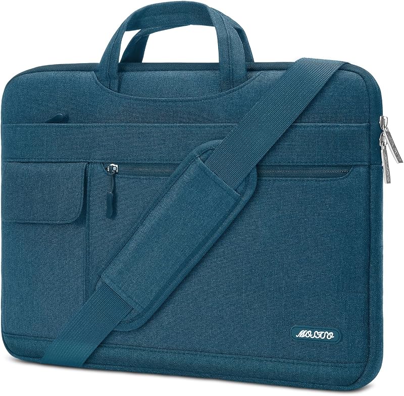 MOSISO Laptop Shoulder Bag Polyester Flapover Briefcase Sleeve Case | Compatible with MacBook Air/Pro,13-13.3 inch Notebook,Compatible with MacBook Pro 14 inch M5 M4 M3 M2 M1 2026, Deep Teal