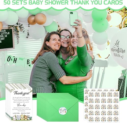 Miniatura 6 de Chuangdi 50 juegos de tarjetas de agradecimiento para baby shower con sobres y calcomanías, 50 tarjetas de agradecimiento para baby shower, tarjetas