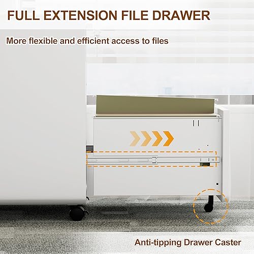 Miniatura 62 de Archivador de 2 cajones con cerradura y 4 llaves, archivador móvil de metal, archivadores para oficina en casa, debajo del escritorio, premontaje