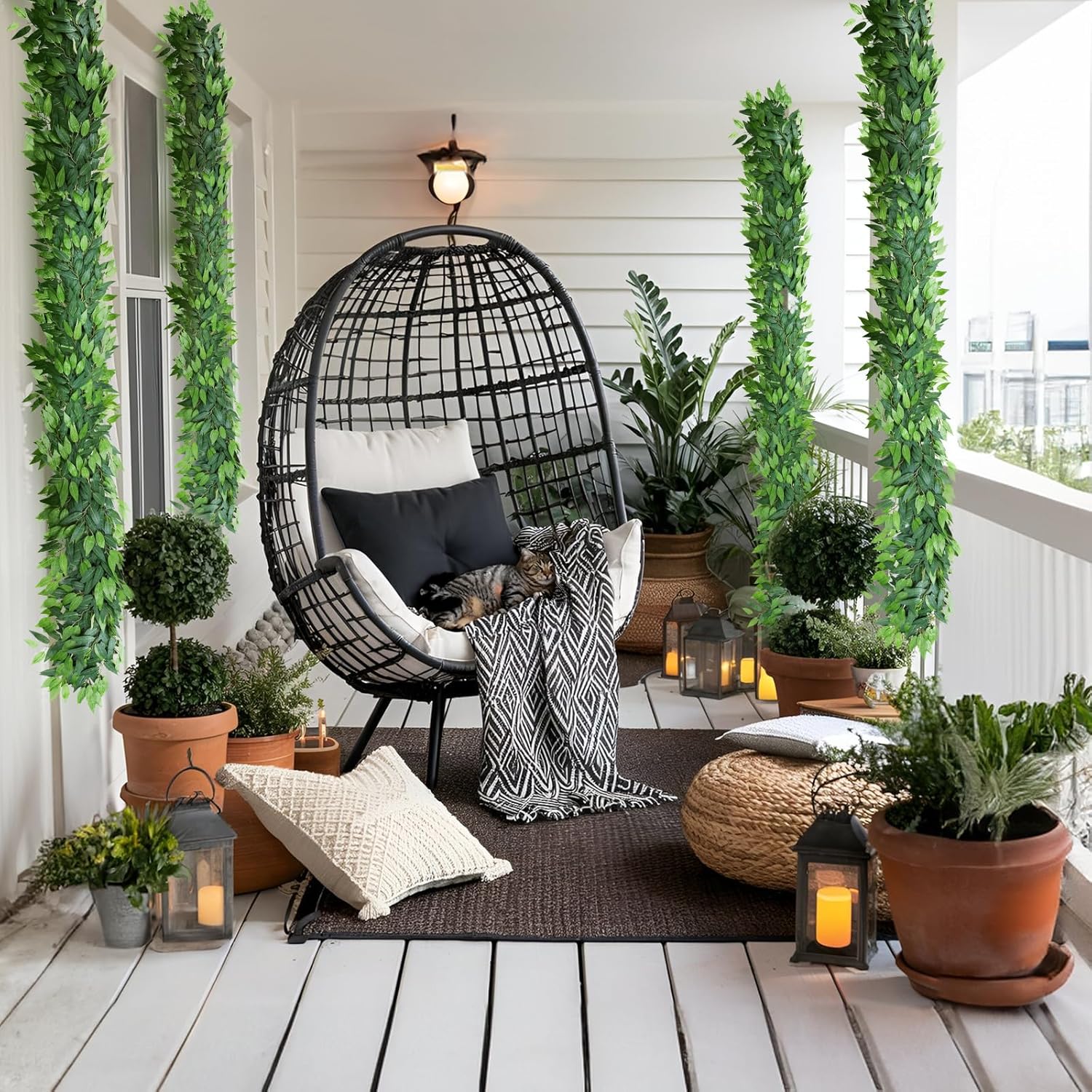 2 PCS 6.6ft Artificial Ivy Vines, Greenery Fake Vines Hanging Vine Garland Leaves, Resistant Faux Green Ivy Vine Plants for Indoor Outdoor Home Garden Wall Wedding Arch Party Decor