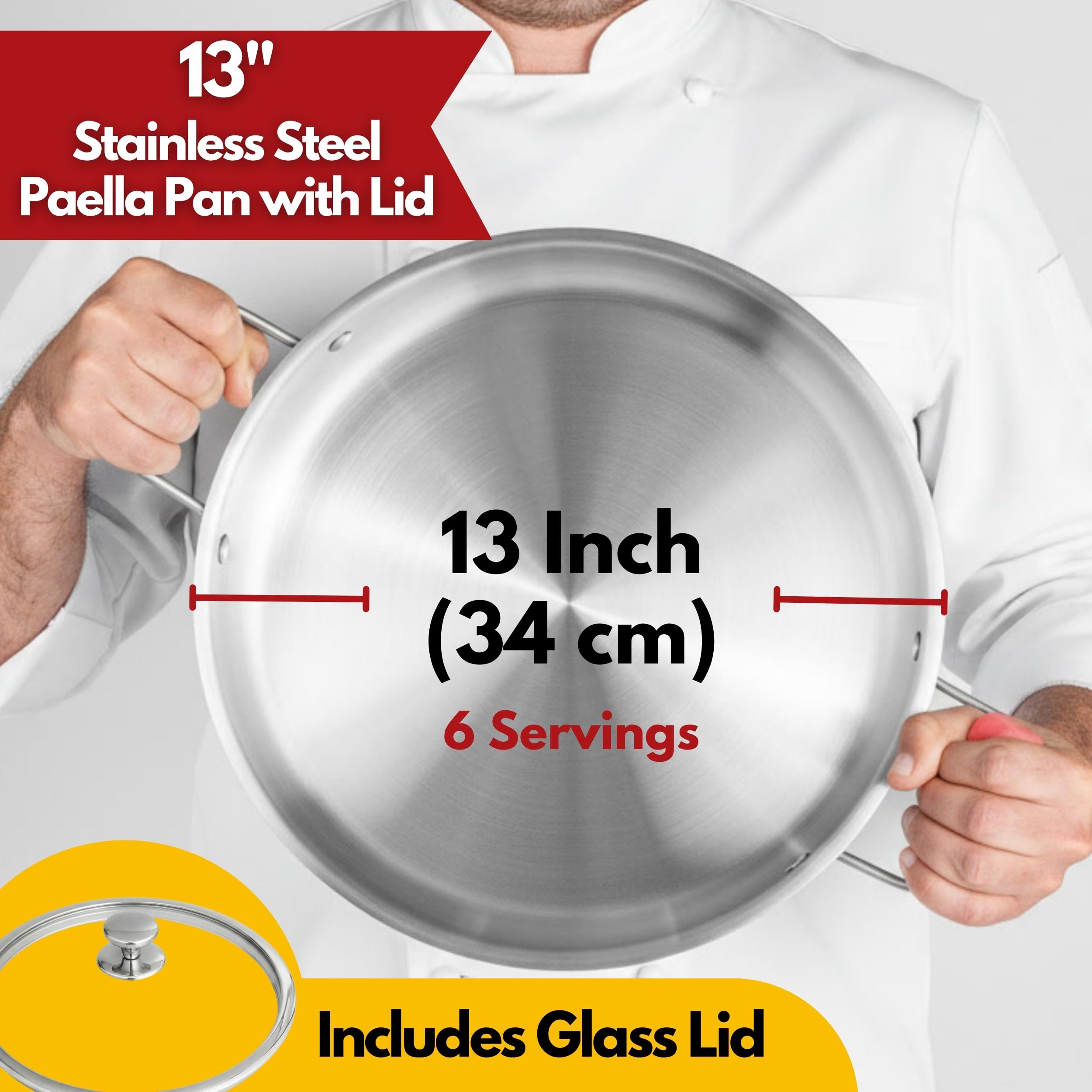 Paelluxe Paella Pan - 13 Inch Stainless Steel -2