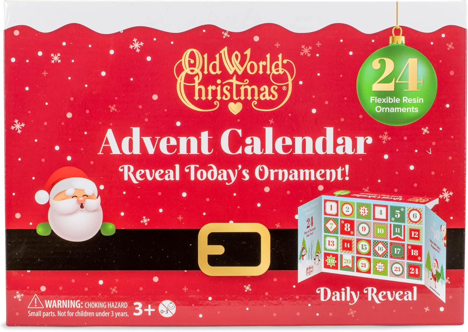 Old World Christmas Rudolph Advent Calendar, 24 Mini Resin Ornaments Featuring Rudolph and Friends, Christmas Countdown for Kids, Child-Safe and Durable, Collectible Holiday Décor