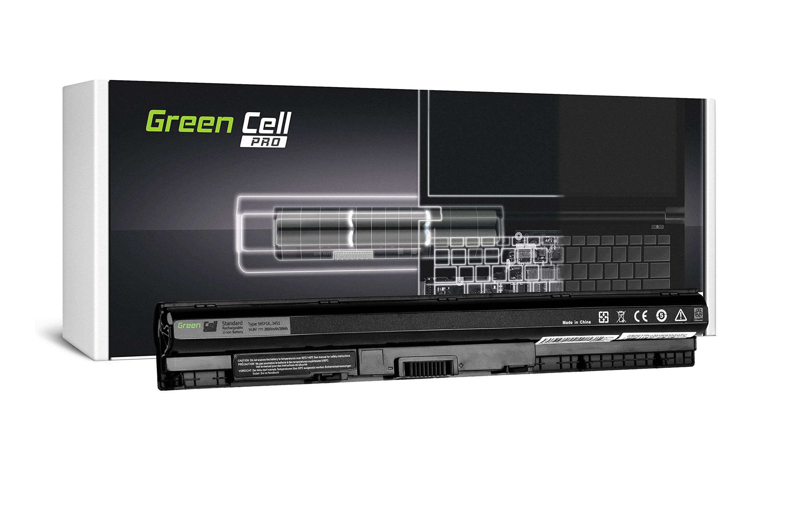 Green Cell PRO Series M5Y1K Laptop Battery for Dell Inspiron 15 3555 3558 5551 5552 5555 5558 5559 17 5755 5758 5759 Dell Latitude 3470 3570 (Original Samsung SDI Cells, 4 Cells, 2600mAh, black)