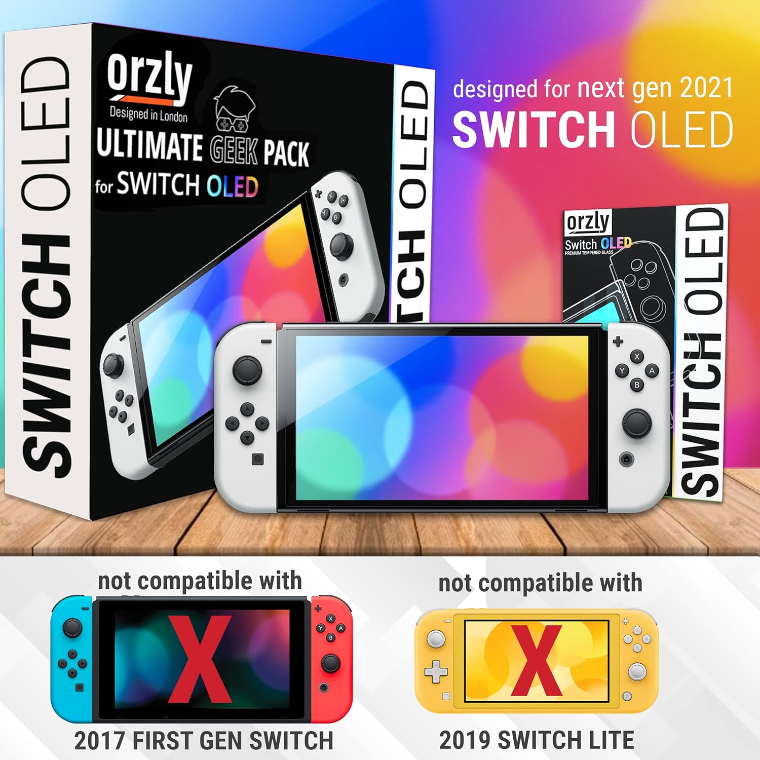 Orzly Accessories Kit Bundle Compatible with Nintendo Switch OLED Console (NOT 2017 Edition Compatible) Ultimate Geek Pack with Case and Screen Protector and Much More - Ice White Gift Boxed - Image 2