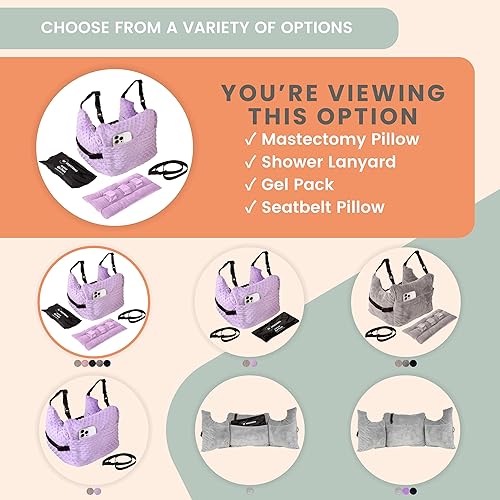 Miniatura 7 de MOYOAMA Almohada post mastectomía  Kit de protección de 4 piezas incluido 1 paquete de gel, cojín para cinturón de seguridad, ducha Lan  Cirugía de