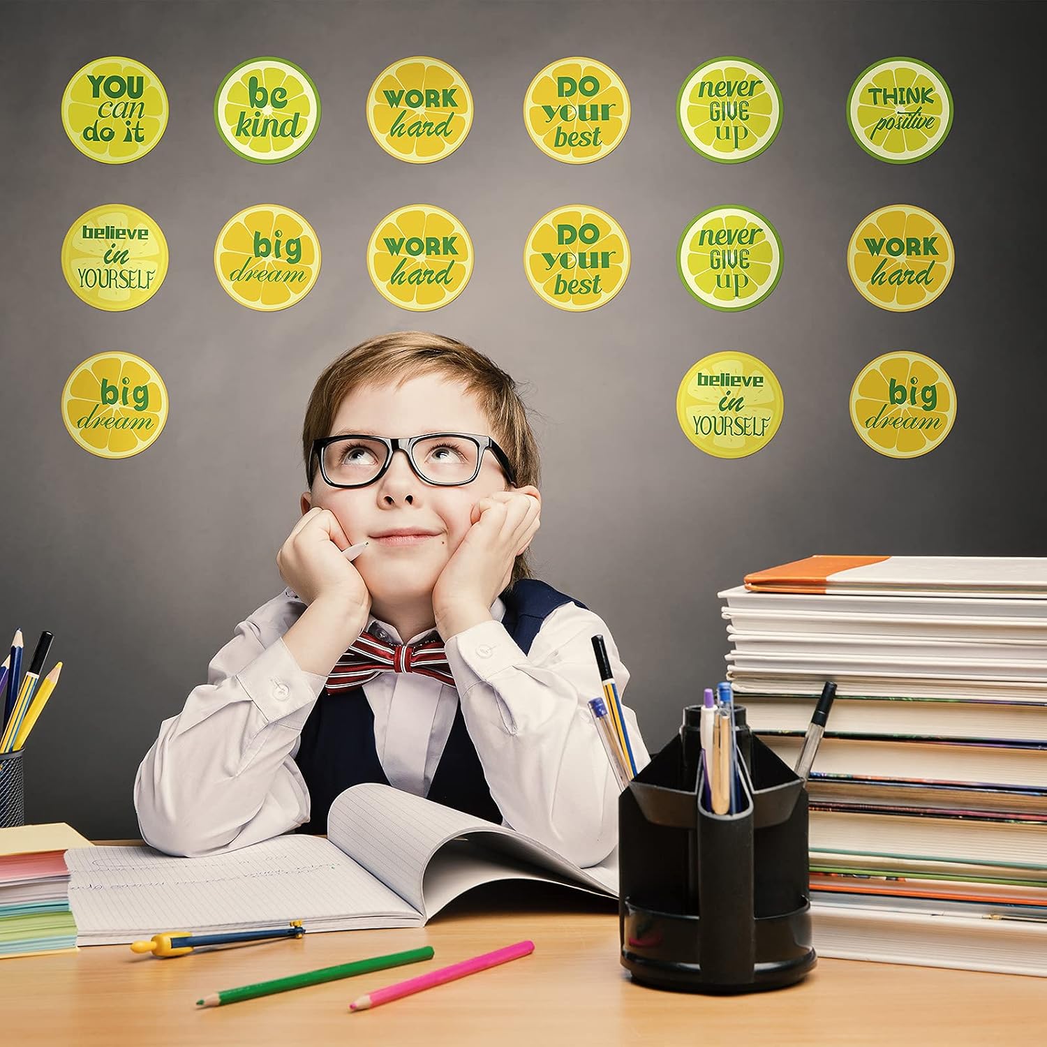 Zonon 1000 Pcs Lemonade Stand Supplies Lemon Stickers Motivational Quotes image 5