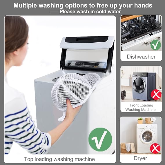 MAGTSMEI Hat Washer Cage for Washing Machine, Hat Washer Cage,Baseball Cap Washing Cage,Cleaning and Protecting Hats in Dishwasher (B & W 2 Pack)