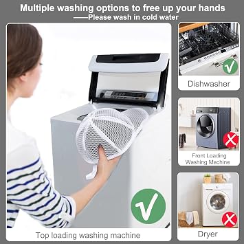 MAGTSMEI Hat Washer Cage for Washing Machine, Hat Washer Cage,Baseball Cap Washing Cage,Cleaning and Protecting Hats in Dishwasher (B & W 2 Pack)