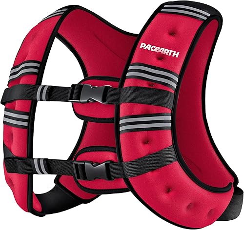Vista 25 de PACEARTH - Chaleco con Peso, 6 lb/8 lb/10 lb/12 lb/16 lb/20 lb/25 lb/30 lb. Chaleco de Peso con Banda Reflectante, Chalecos de Peso Corporal