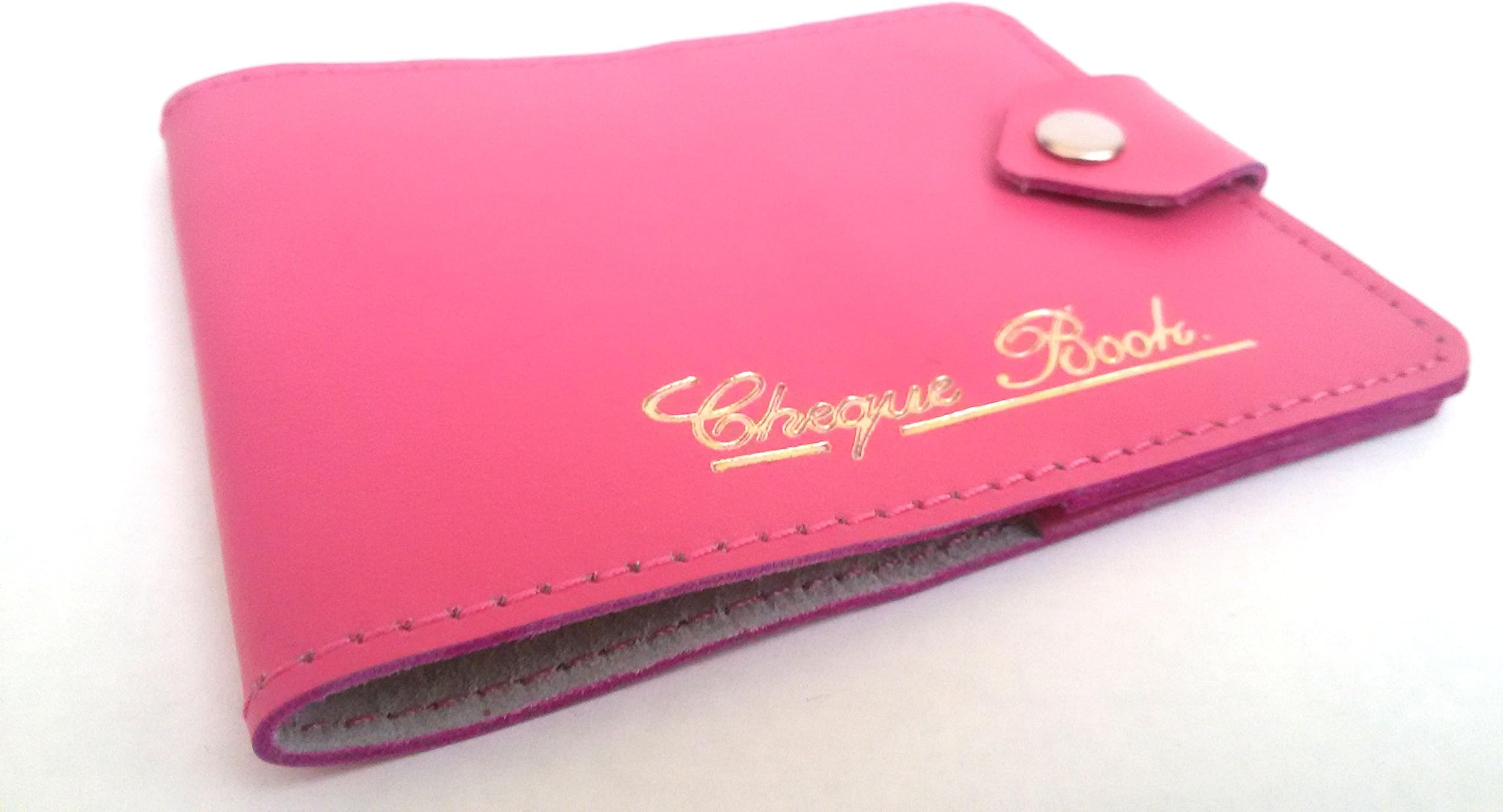 AKSHIDE Pink Bonded Leather Style Cheque Book Holder/Leather Style Cheque Book Cover