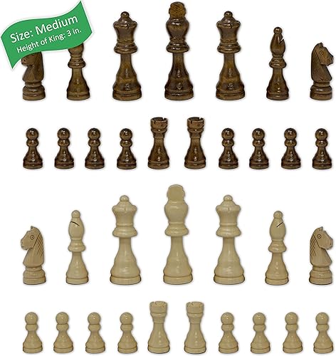 Staunton Chess Pieces por GrowUpSmart con extra Queens de tamaño mediano King Altura 3.0in de madera
