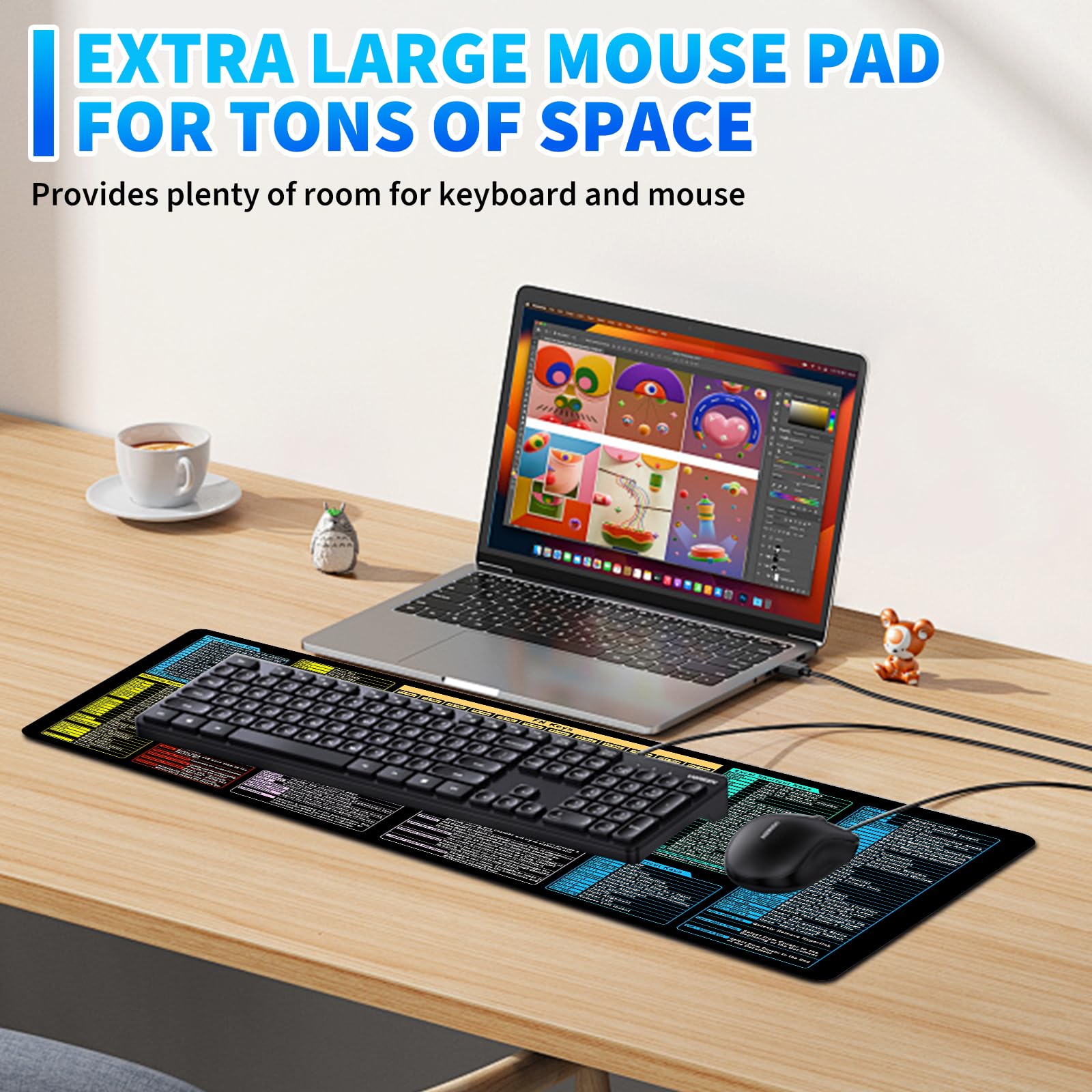 Tappetino Per Mouse Da Gioco XXL 90x40cm - Professionale, Con Bordi Cuciti, Base Antiscivolo E Superficie Idrorepellente - Universo