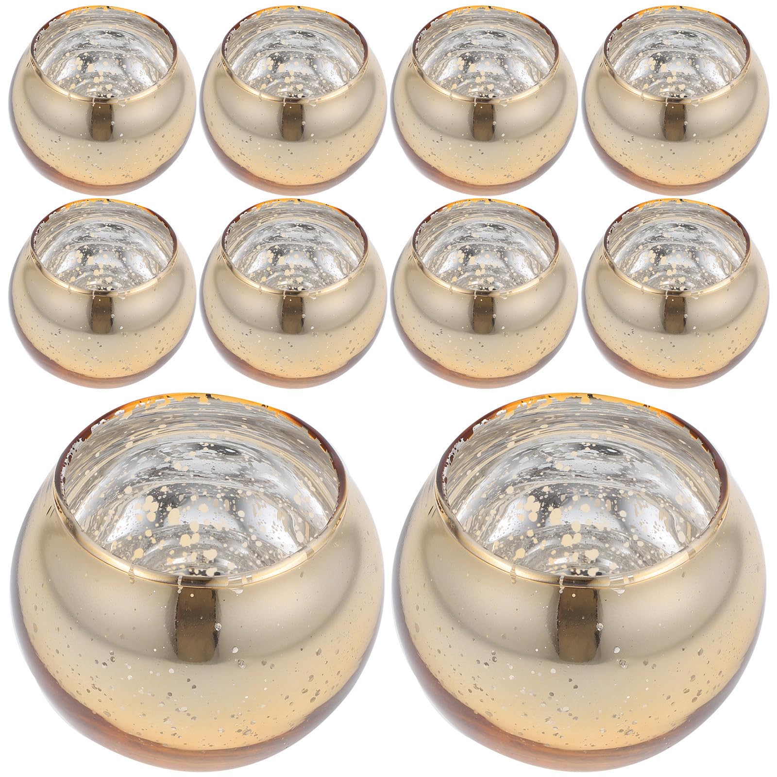 12 Pezzi Portacandele Rotondo in Vetro Oro per Candele Tea Light