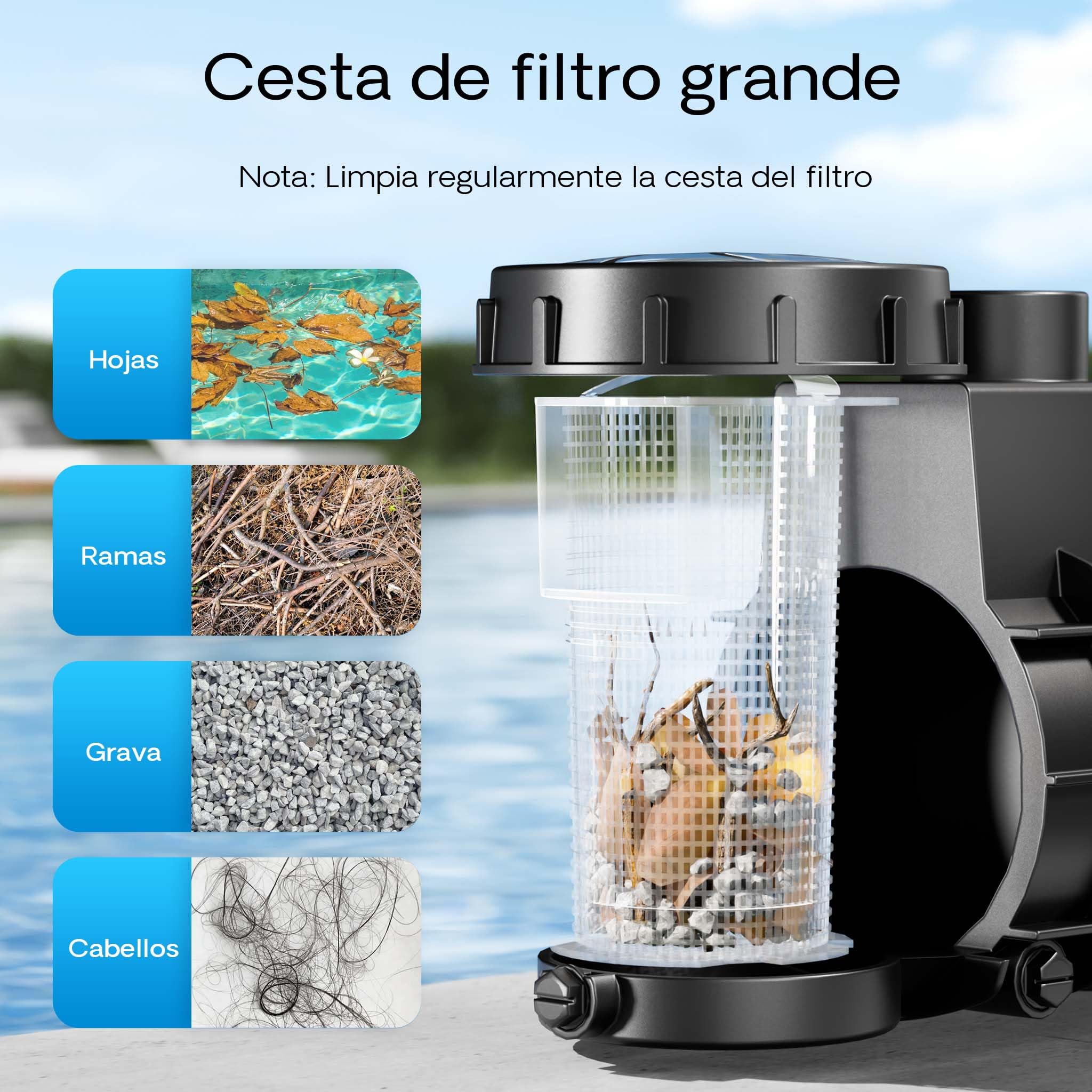 SunSun Bomba de piscina 5000 L/h 220W Bomba de recirculación Bomba de filtro Pool