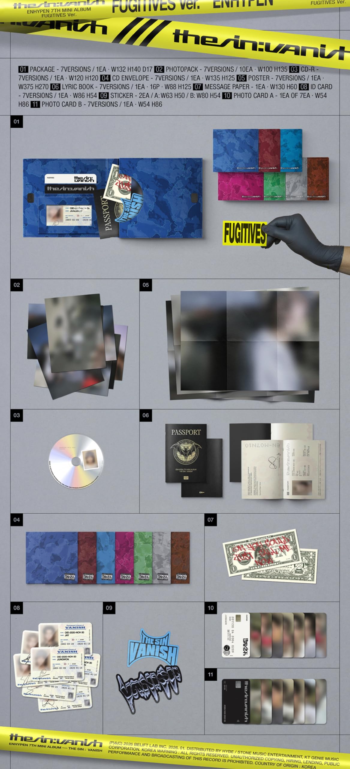 28枚ENHYPEN THE SIN VANISH FUGITIVES 7形態 Amazon.com: EN-HYPEN The Sin : Vanish [Fugitives Ver.] 7th Mini