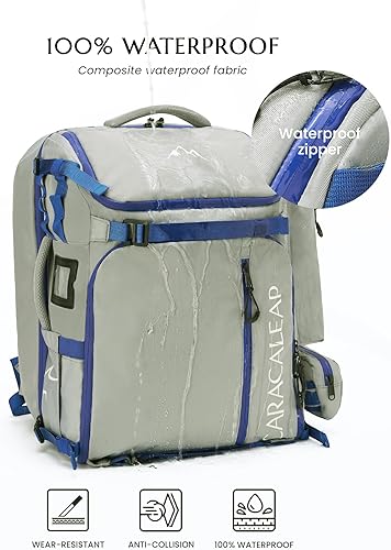 Miniatura 7 de Mochila para botas de esquí, 61 litros, totalmente acolchada, bolsa de equipo de esquí y snowboard, mochila de viaje para casco de esquí, gafas,