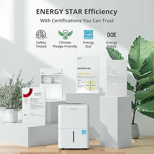 Miniatura 3 de Kesnos Deshumidificador Energy Star 2025 de 30 pintas para espacios de hasta 2500 pies cuadrados, deshumidificador silencioso para el hogar,