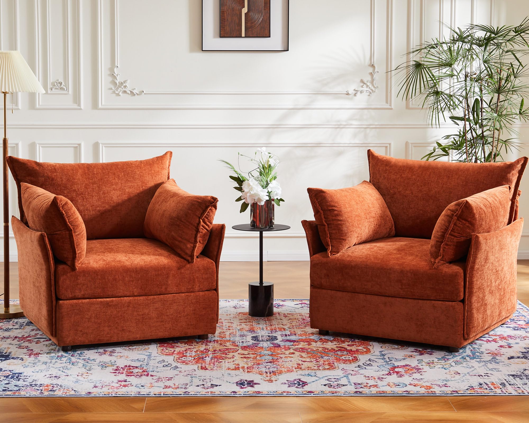 ABCASA Terracotta Oversized Accent Chair with Removable & Washable Chenille Cover, Modern Mid-Century Upholstered Armchair, Deep Seat Comfy Reading