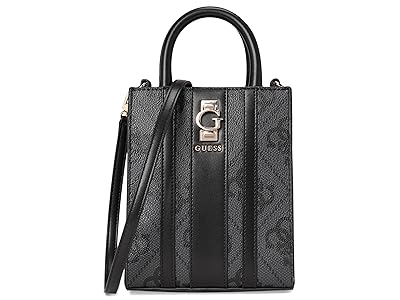 GUESS Erenia Mini Tote Tote Handbags Coal Logo, Polyurethane