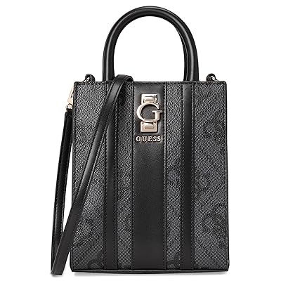 GUESS Erenia Mini Tote Tote Handbags Coal Logo, Polyurethane