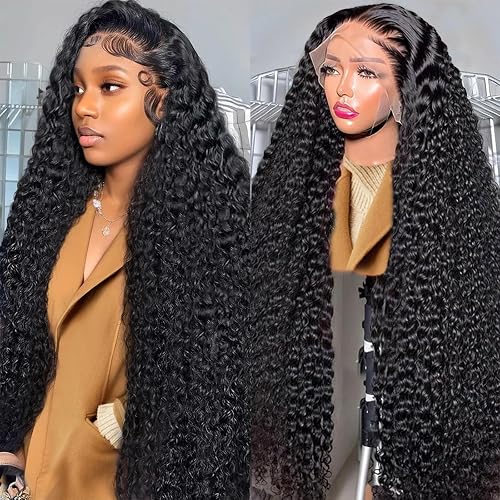 34 Inch Deep Wave Lace Front Wigs Human Hair Wig for Woman 13x4 Hd Deep Curly Lace Front Wig Human Hair Pre Plucked Deep Wave Lace Frontal Wigs
