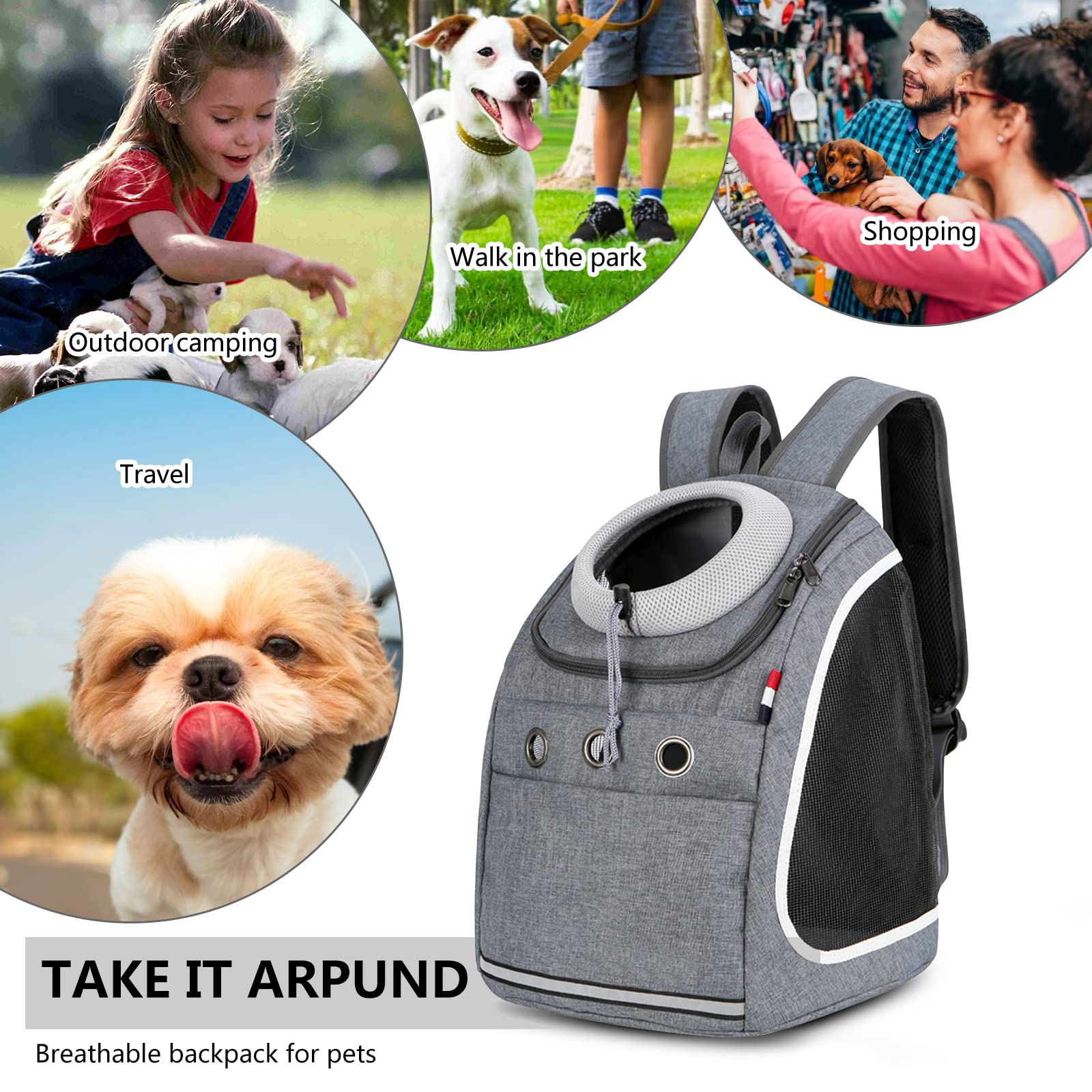 PETCUTE Zaino per cani trasporto per gatti cane piccolo borsa marsupio porta animali per viaggi, campeggio Borsa da trasporto per cani