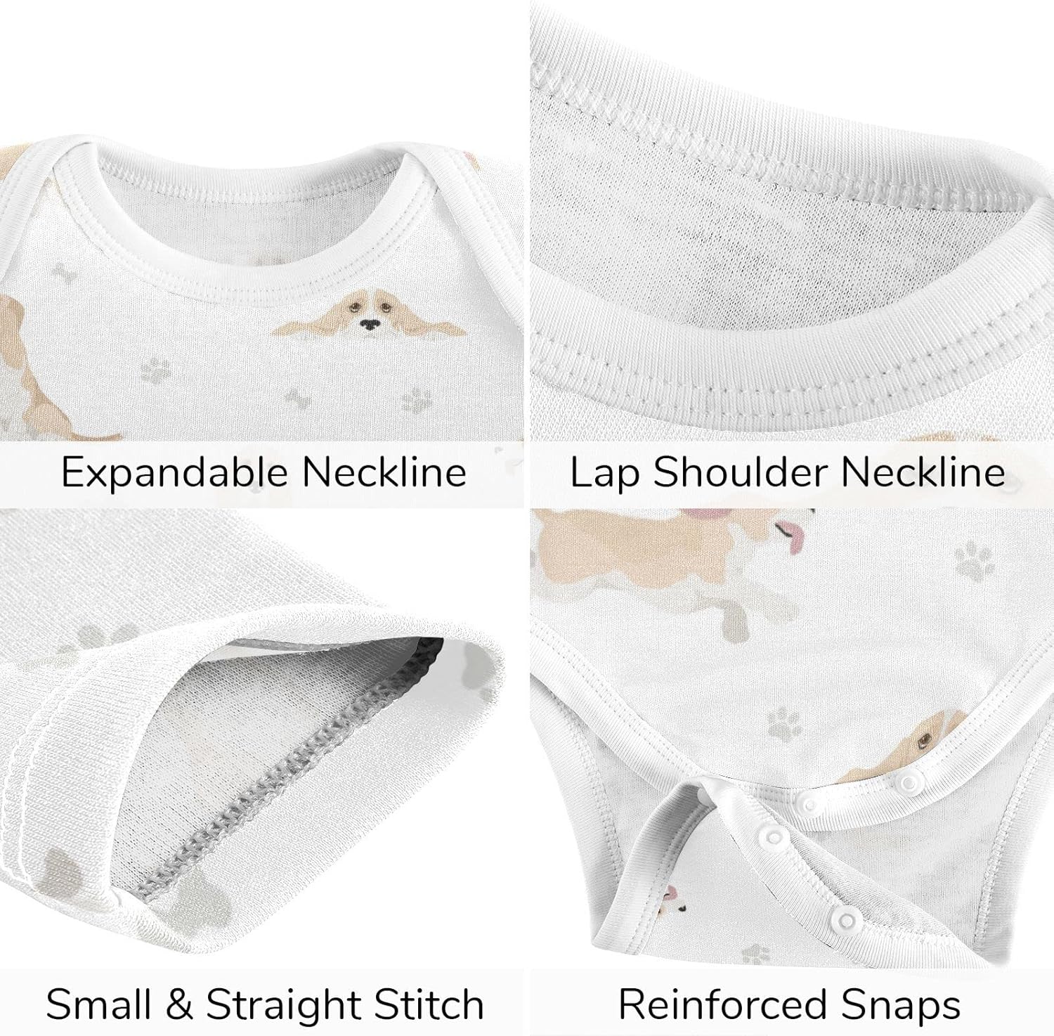 vvfelixl Baby Pants Sets Black Dachshund Long Haired Short Sleeve Baby Clothes for Boys Girls 0-24M - Image 4