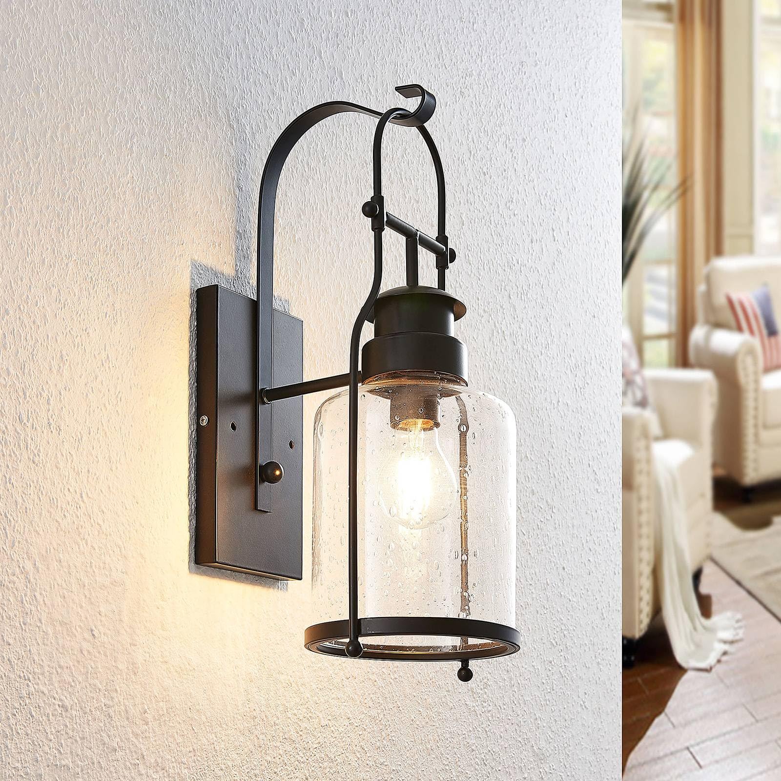 Lindby Wandleuchte, Wandlampe Innen (Laterne) Rozalie (Retro Vintage Antik) in Schwarz aus Metall (1 flammig E27) - Wandstrahler Wandbeleuchtung Schlafzimmer/Wohnzimmer Flurleuchte