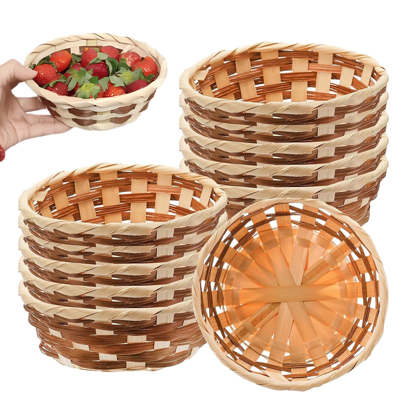 Cesta de frutas natural hecha a mano de bambú trenzado duradero