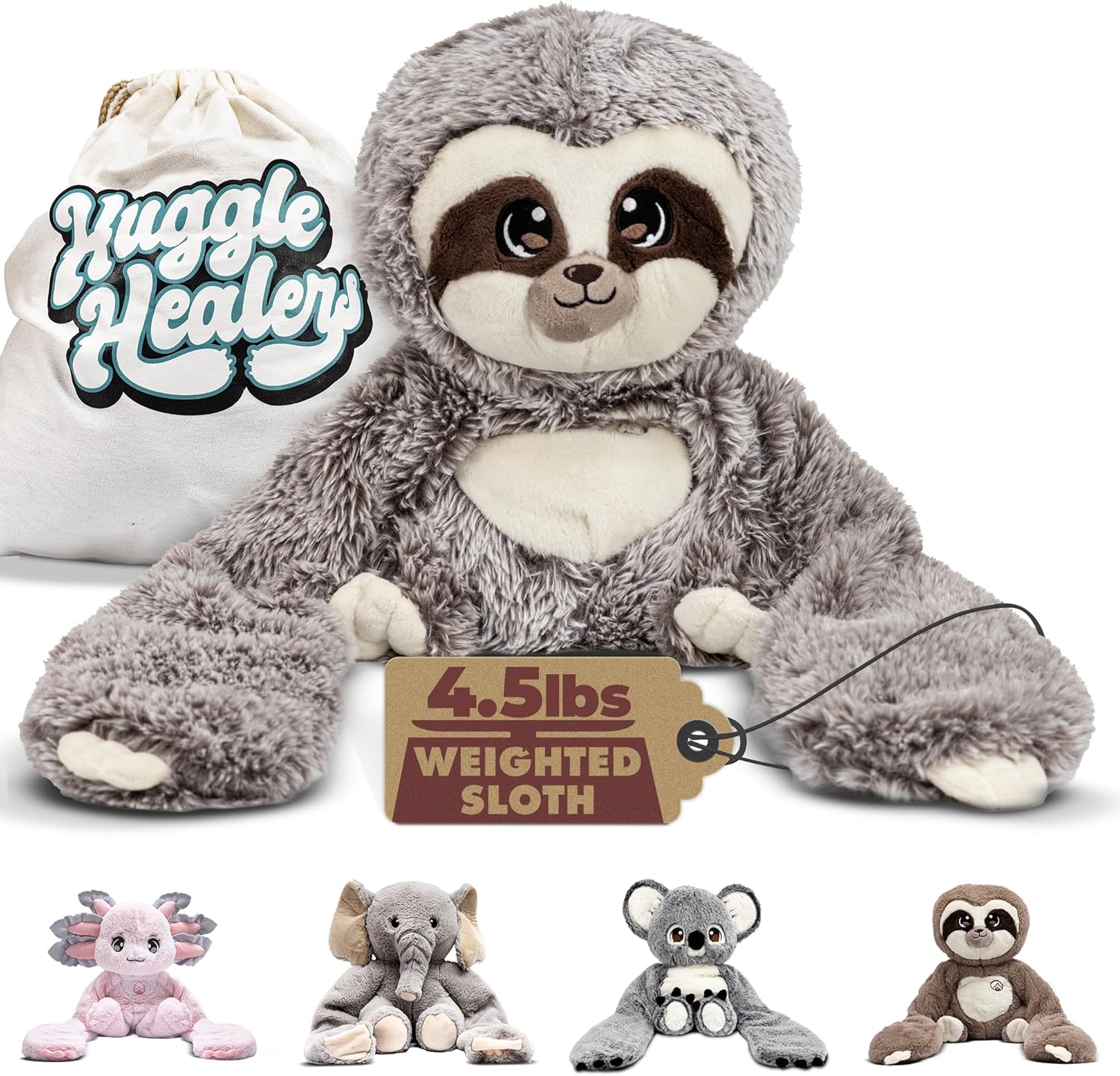 Sloth Weighted Stuffed Animals for Kids and Teens 4.5 lbs - 38" Long Comforting Arms for Soothing Hugs Weighted Plushies - Weighted Stuffed Animals for Anxiety and Stress Relief - Marshmallow Sloth