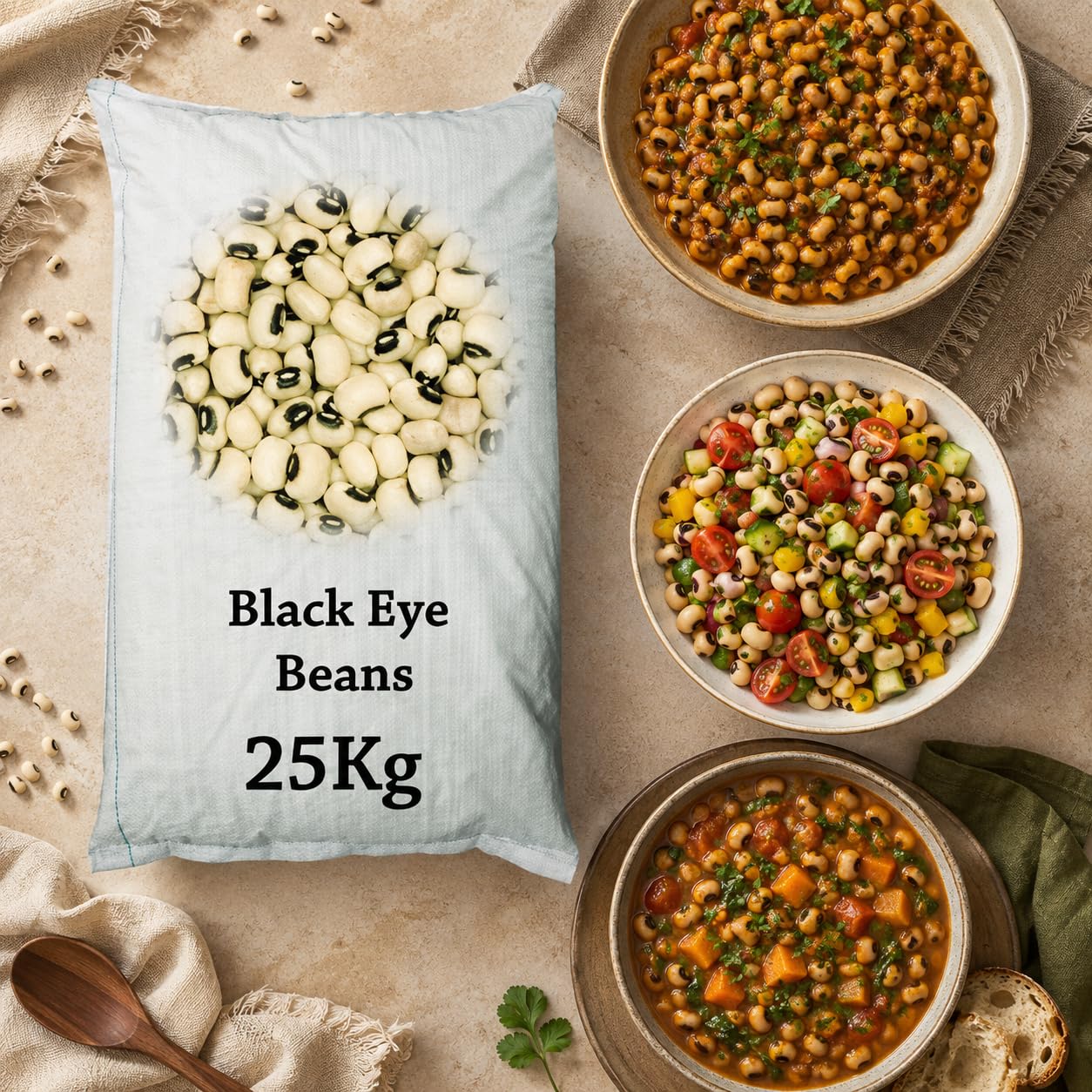 Black Eye Beans 25kg - Fagioli dall'occhio secchi di alta qualità per insalate, stufati e contorni | Ricchi di proteine, fibre e nutrienti; ideali per un'alimentazione sana met Kajal Sticker