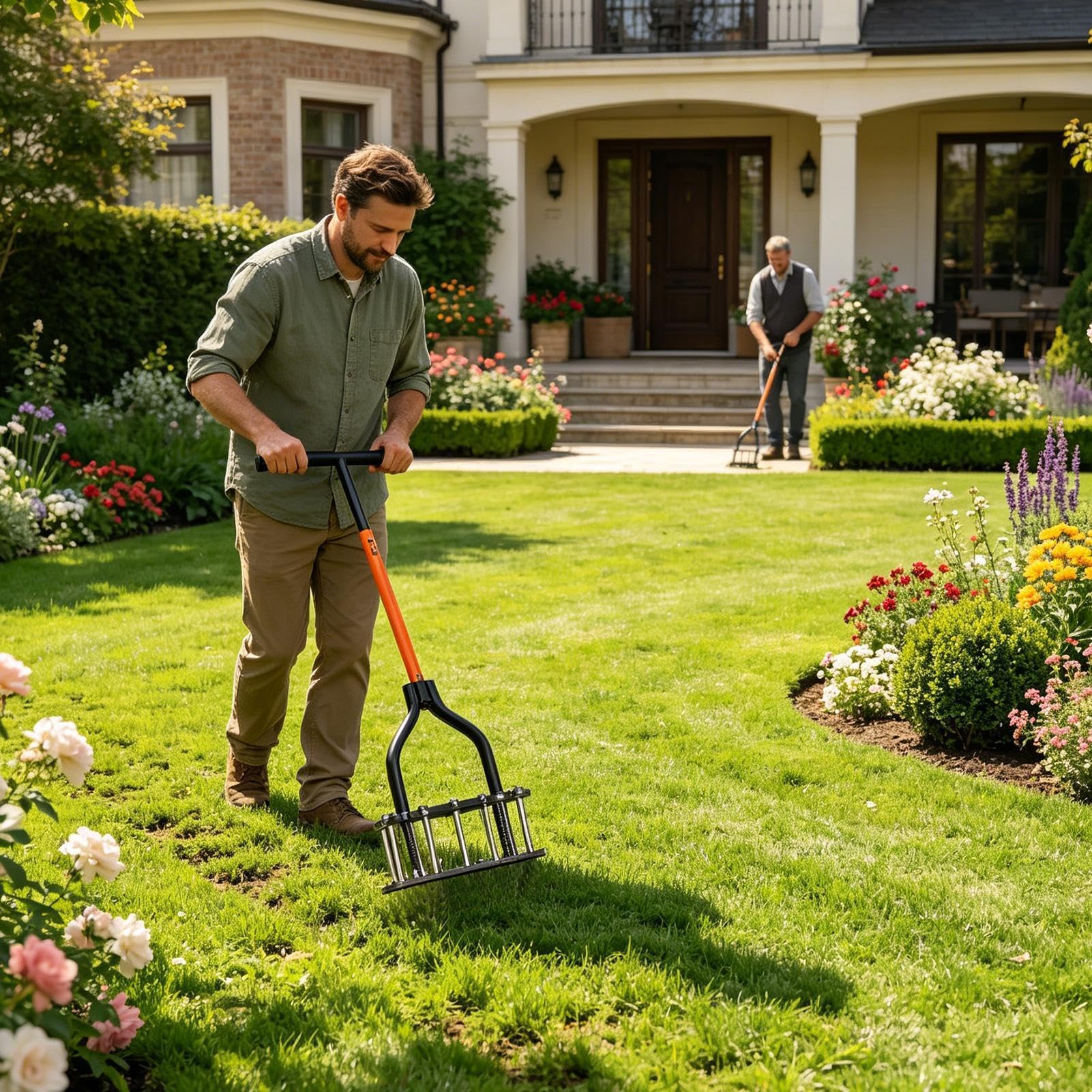 Aireador Manual De Césped Herramienta De Jardín Reforzada Con Autolimpieza | Aireador De Jardín Reforzado Para Cuidado Del Césped En Jardines Campos Hogar Golf Parques Primavera Otoño Jardinería