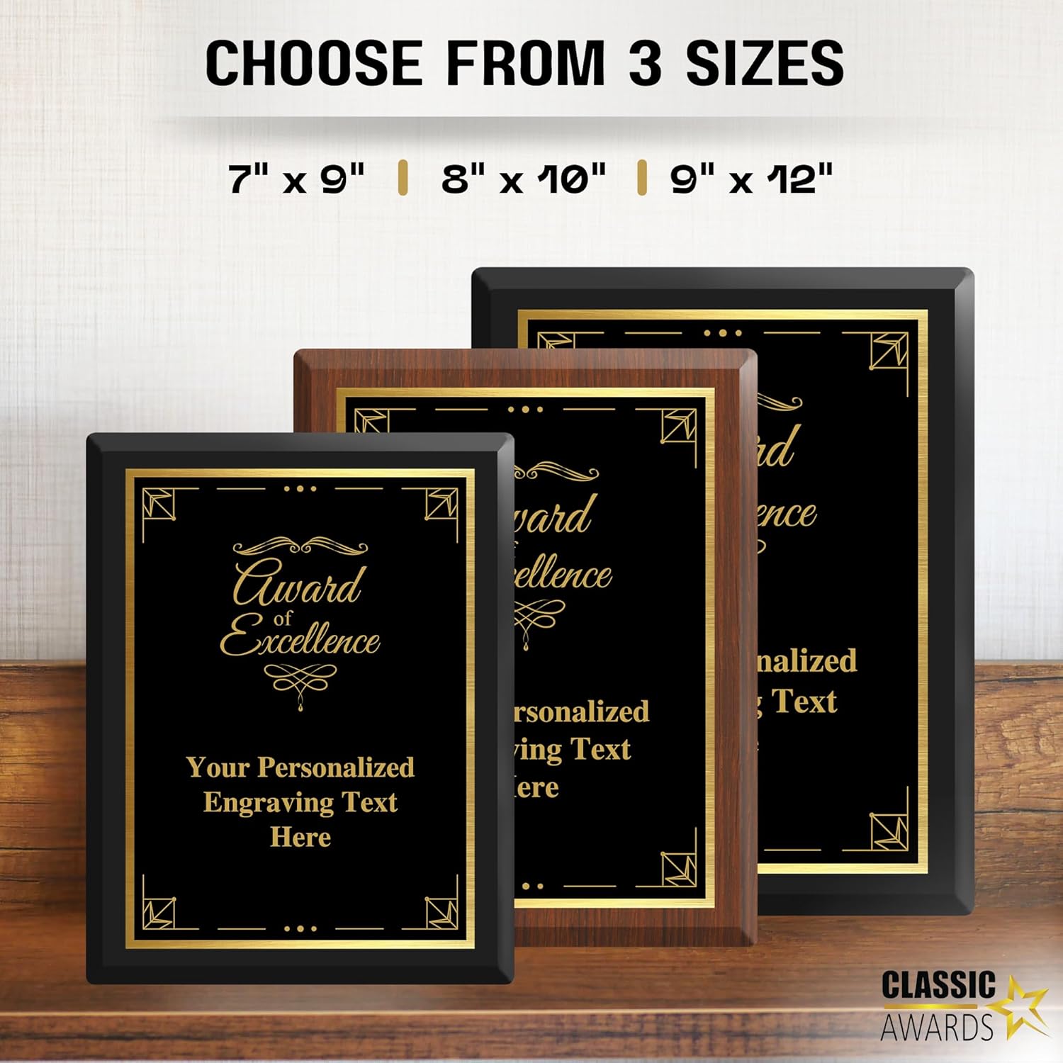 Elegant Custom Plaque - Add Your Own Text or Logo - Personalized Award Plaque for Employee of the Month, Ideal as Recognition Awards for Employees, Retirement, and Service Appreciation (Award Of Excellence, 7" x 9")