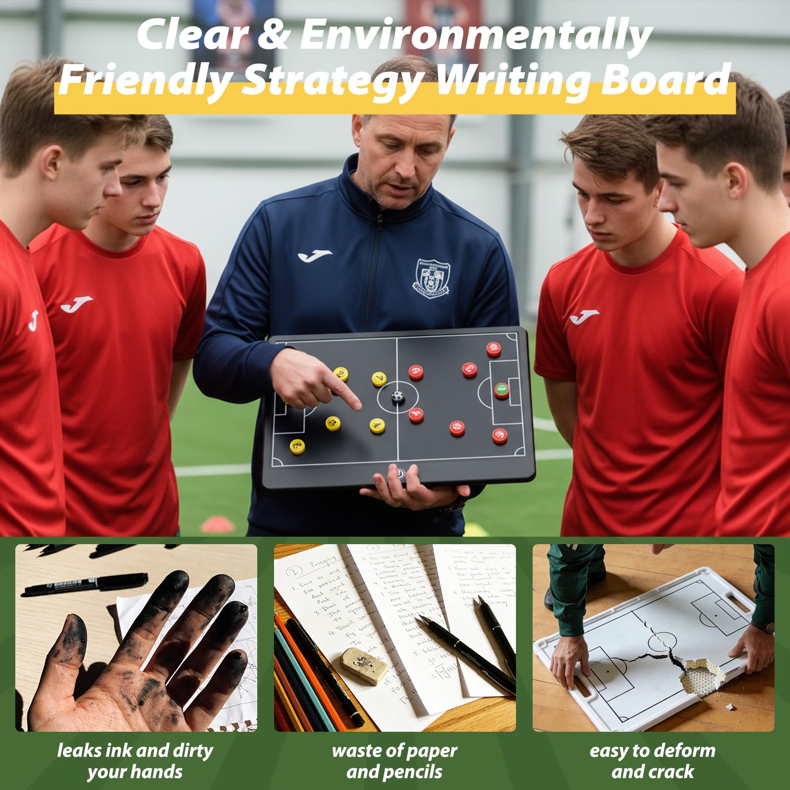 Tableau Tactique Football Magnétique, Bestcool 16 Pouces LCD Tableau Football Tactique avec Stylo et Magnétique Marqueur pour Entraînement, Planification Stratégique pour Football Compétition