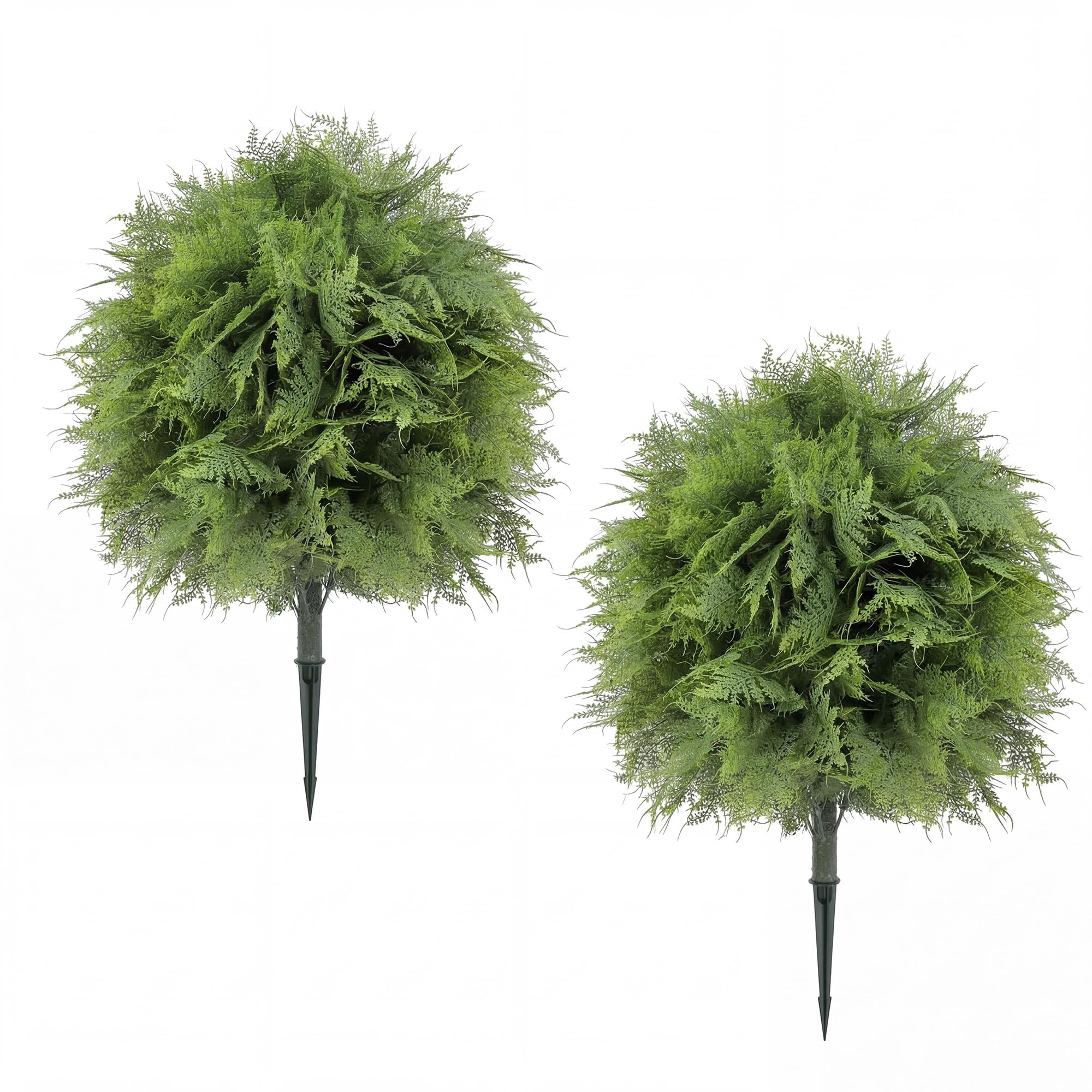 Aptliton Artificial Fern Ball Topiary Trees 2 Pack, Realistic Faux Greenery with Dense PE Leaves and Ground Stakes, Decorative Plants for Indoor Outdoor Patio Garden Yard Home Decor, 85cm