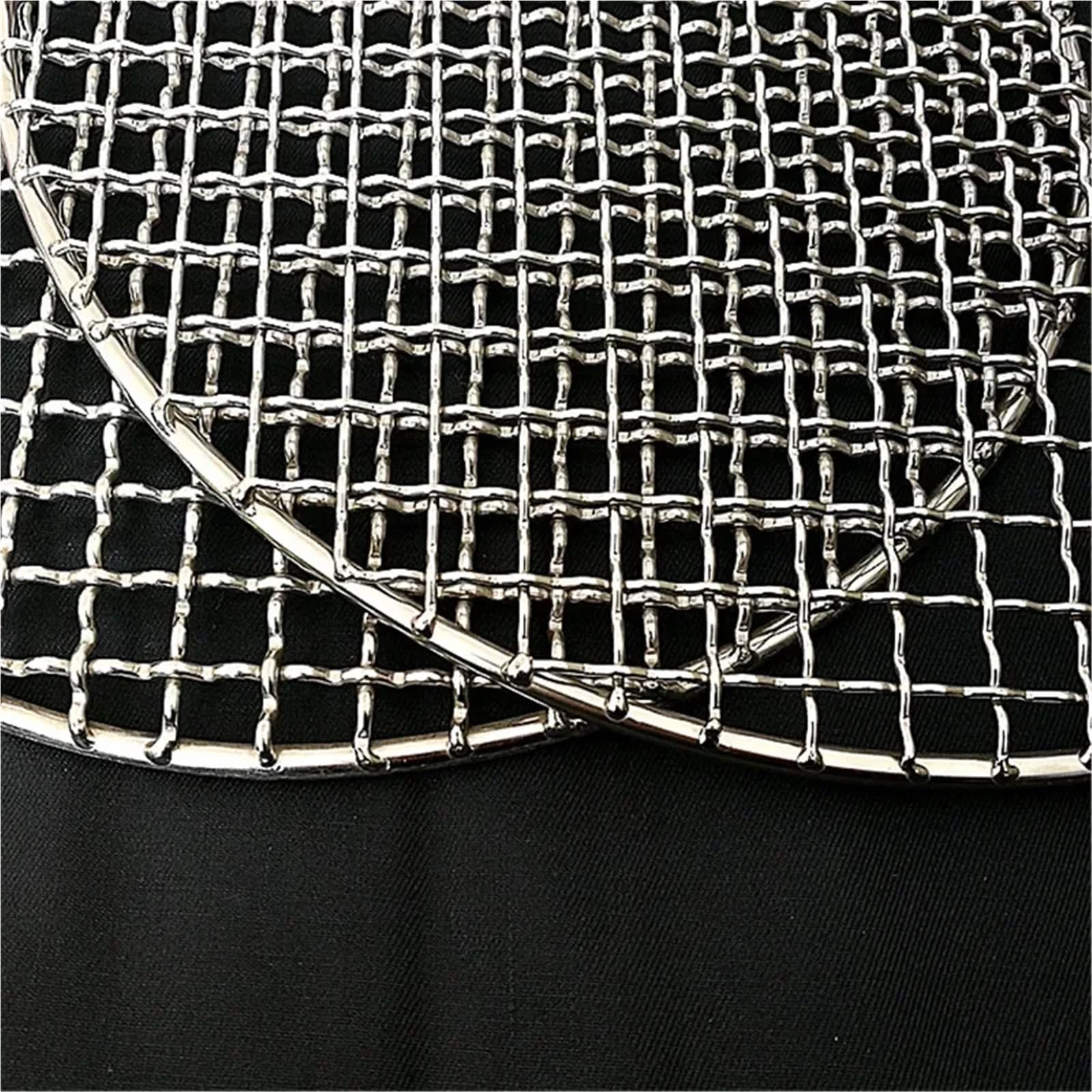Okrągła siatka do grilla ze stali nierdzewnej 304 | Srebrny grill zewnętrzny 13-50 cm: do grillowania mięsa