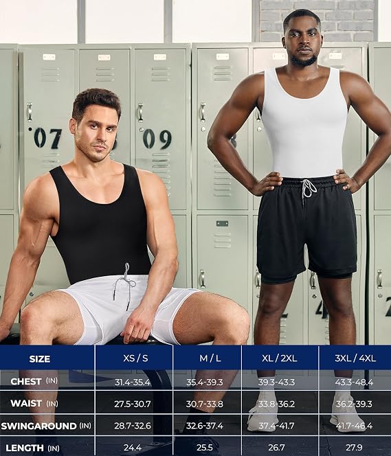 TAILONG 2 Pack Compression Shirt Men Body Shaper Slimming Shirt Tank Top Shapewear Tummy Control Vest