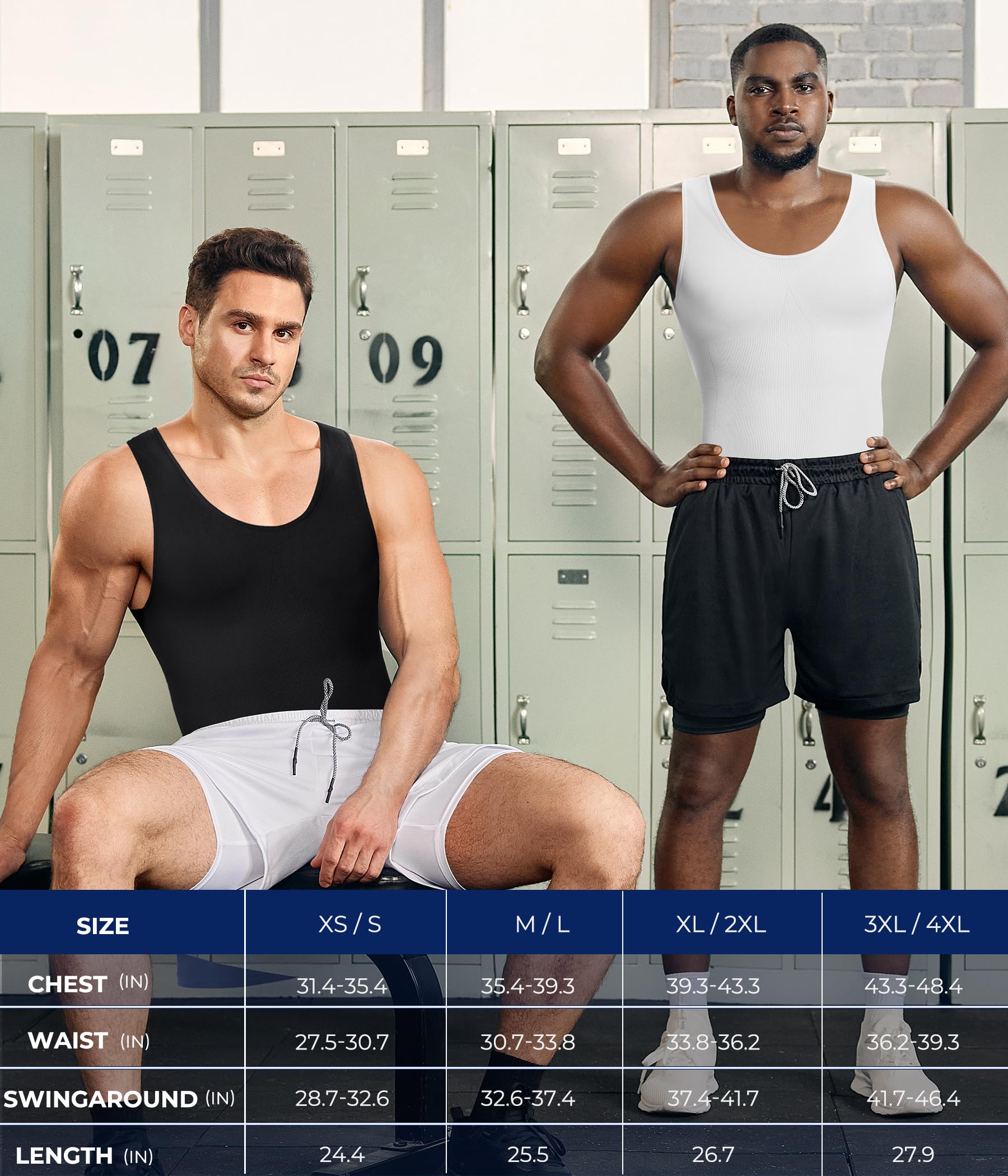 TAILONG 2er-Pack Kompressionsshirt für Herren, Bodyshaper, Bauchweg-Shirt, Tank-Top, Shapewear