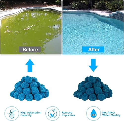 Miniatura 4 de Askyli 2.9 lbs Pool Filter Balls for Sand Filter, Reusable Pool Sand Filter Balls, Efficient Blue Filter Media Balls, Suitable for All Sand Filter