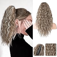 Vista 28 de REECHO Extensión de cola de caballo, extensión de cola de caballo de 18 pulgadas con clip de garra para mujer, extensiones de cabello largo, rizado