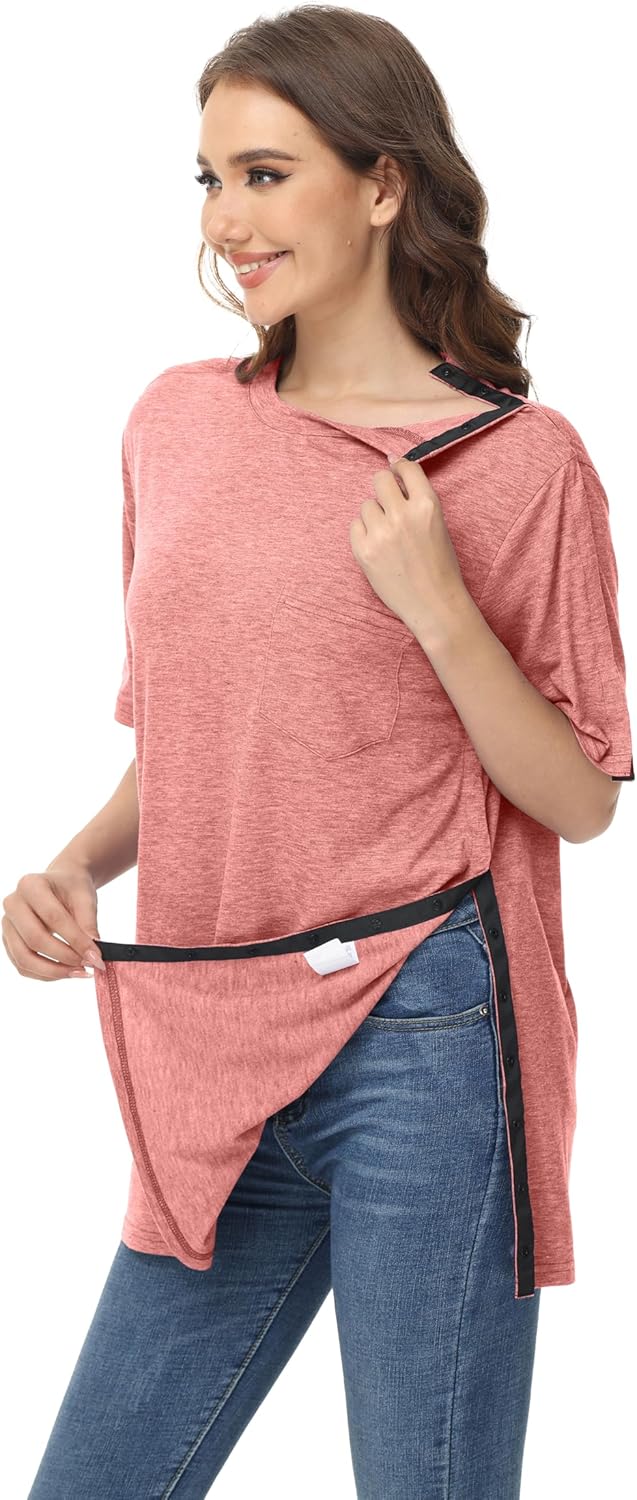 Unisex Post Shoulder Surgery Shirts After Rotator Cuff Surgery Shirt Snap Tearaway ...