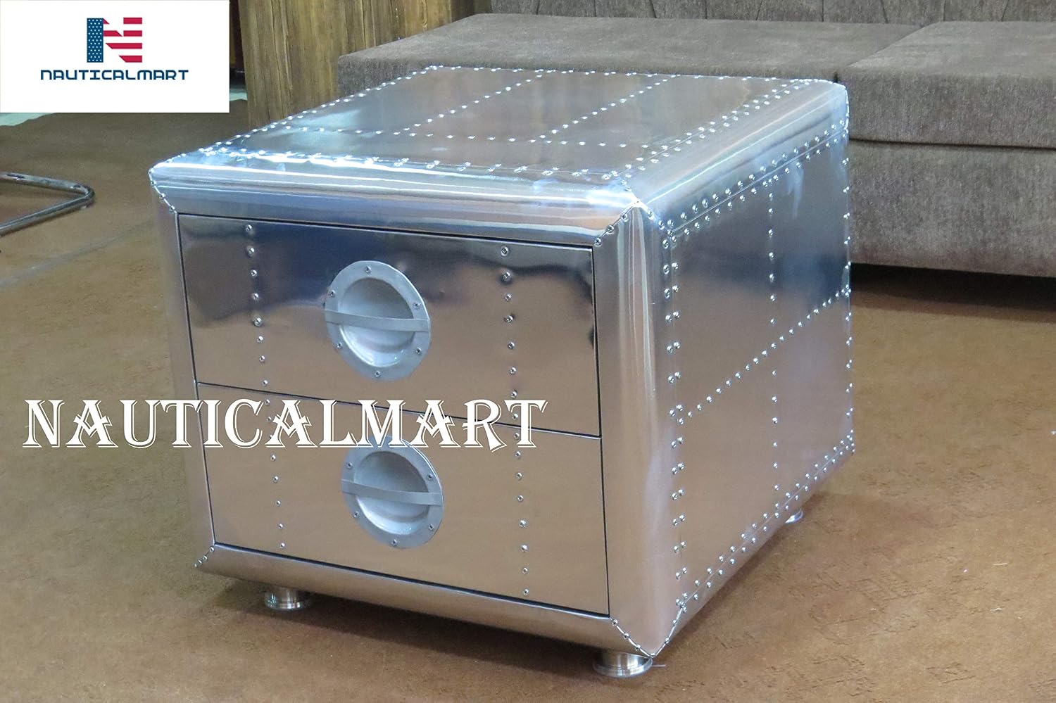 NauticalMart Side Trunk Storage Ottoman Cube
