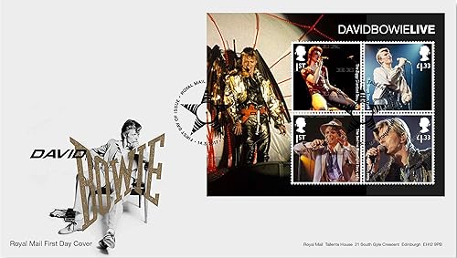 David Bowie Live Min Sheet First Day Cover con tarjeta de información de inserción