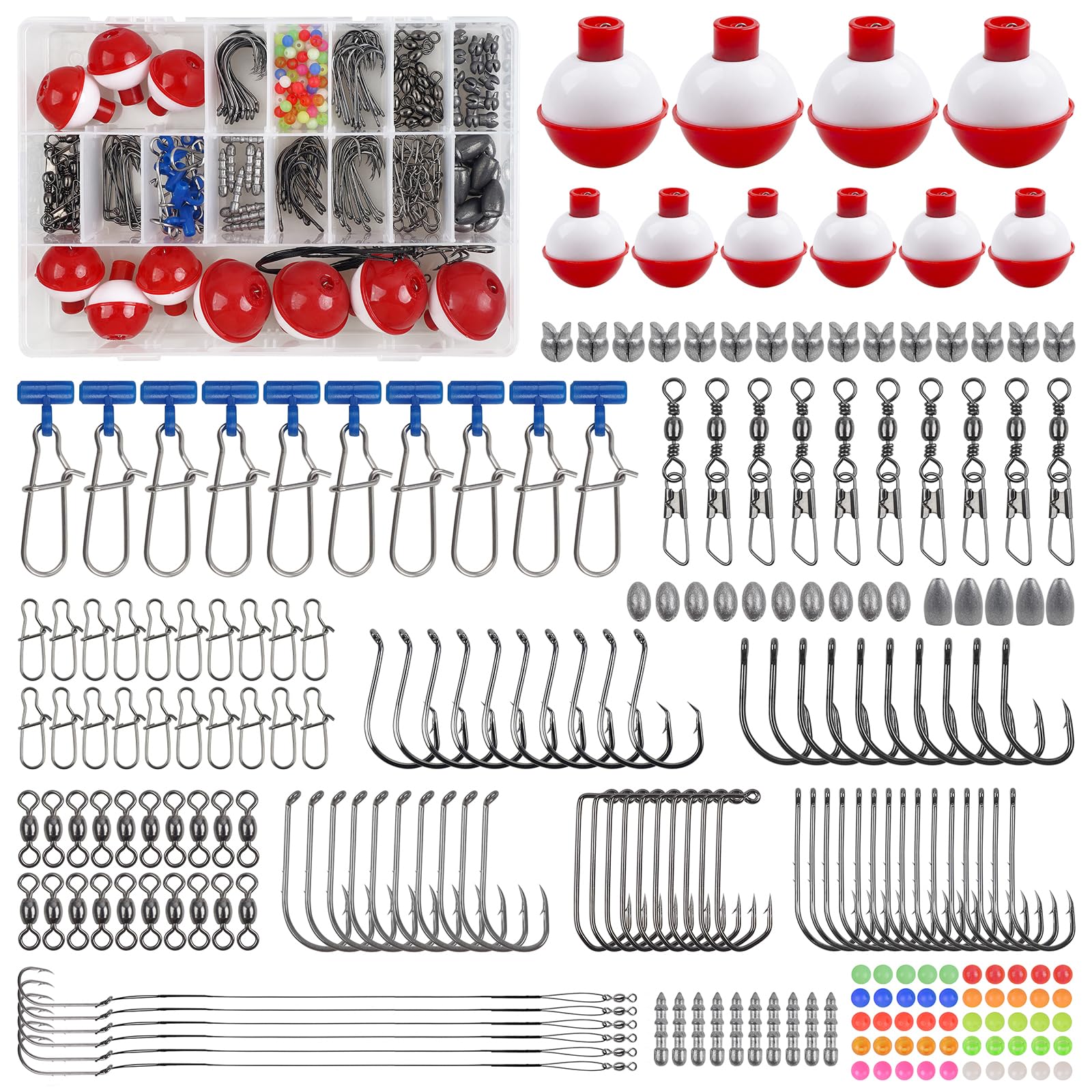 Amazon.com: 220pcs Fishing Hooks Bobbers Tackle Kit Beginners Equipment Includes Fishing Hooks Bobbers Weight Sinkers Swivel Snaps Starter Kit for Artificial and Live Baits : Sports & Outdoors Amazon.com: 220pcs Fishing Hooks Bobbers Tackle Kit Beginners Equipment Includes Fishing Hooks Bobbers Weight Sinkers Swivel Snaps Starter Kit for Artificial and Live Baits : Sports & Outdoors