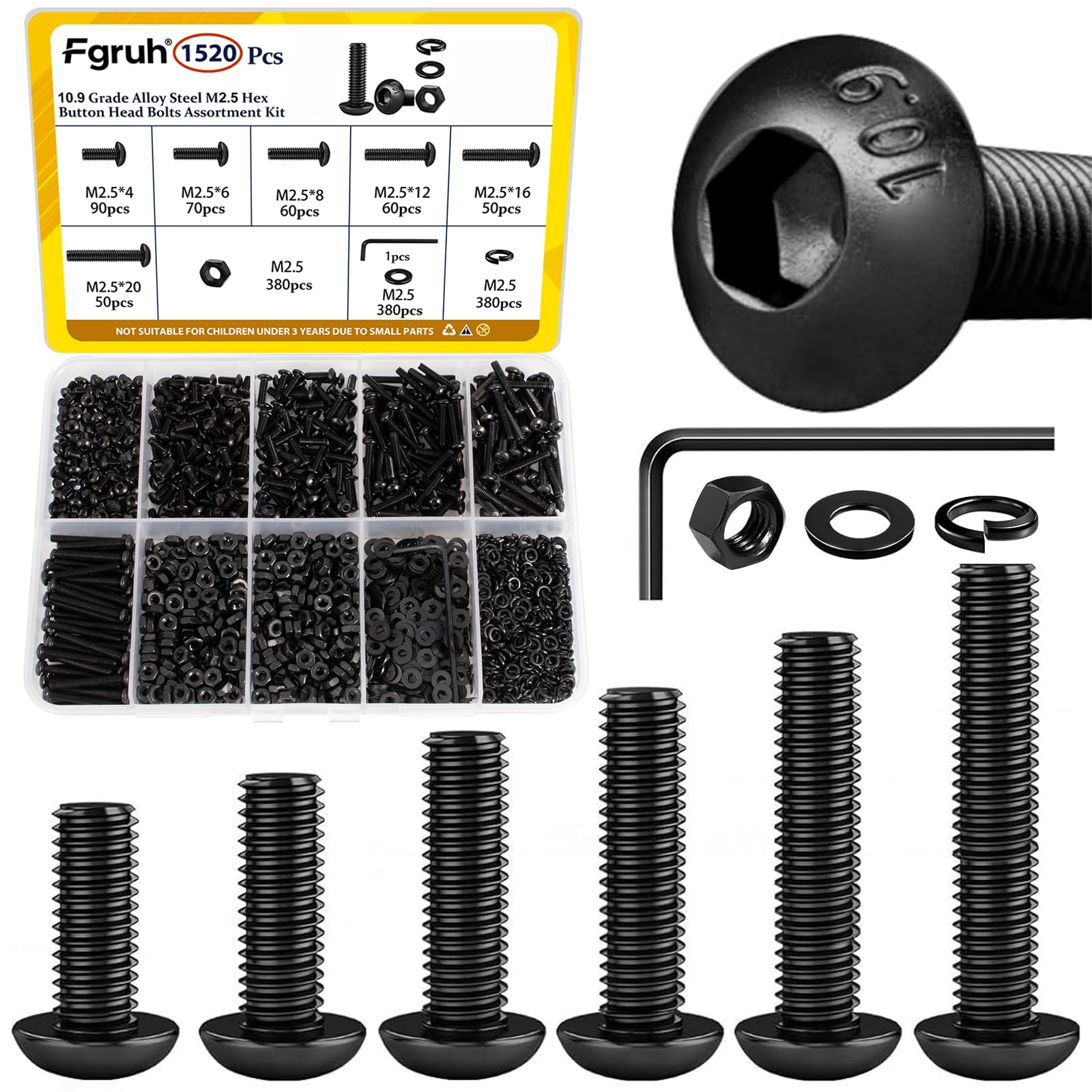 1220PCS M3 M4 M5 M6 Metric Hex Socket Head Screws Assortment Kit — Amazon image 24