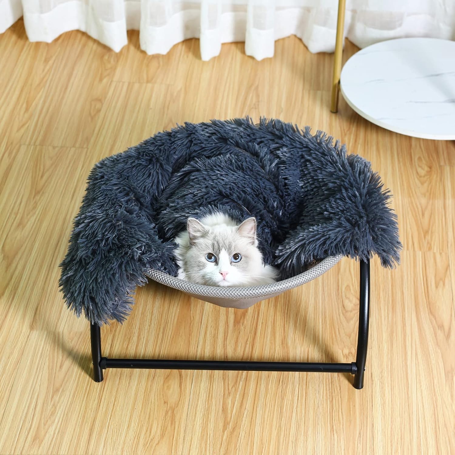 JUNSPOW [Cat Bed Hammock + pet Blanket Set] Cat Bed Blanket Dog Bed Blanket,Soft Pet Bed Blanket,Gray (Gray) : Pet Supplies