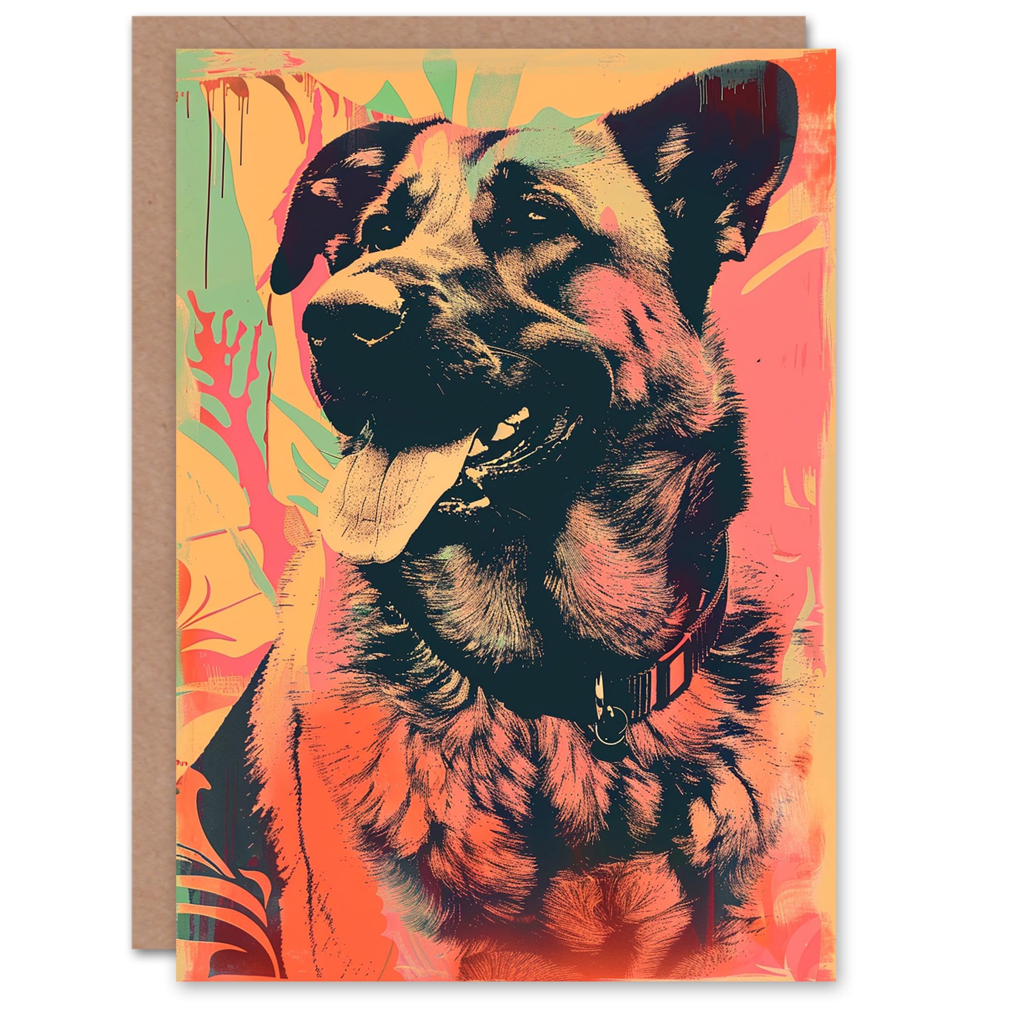 Artery8 Birthday Card German Shepherd Pet Portrait Dog Lover For Him Man Male Dad Brother Son Papa Grandad Greeting Card