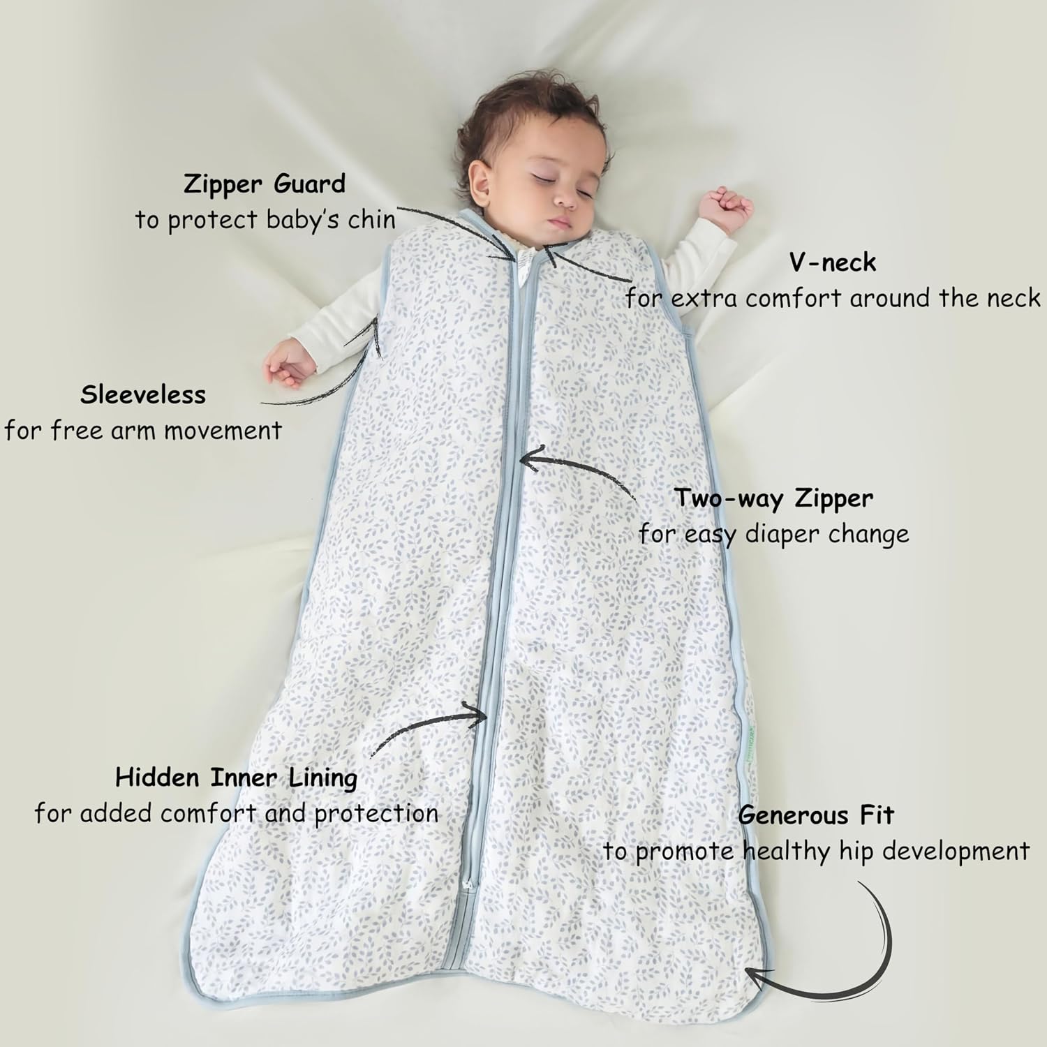 Unisex Baby Sleep Sack 0.5 TOG, Lightweight Summer Wearable Blanket, Soft Rayon Made from Bamboo Toddler Sleep Bag